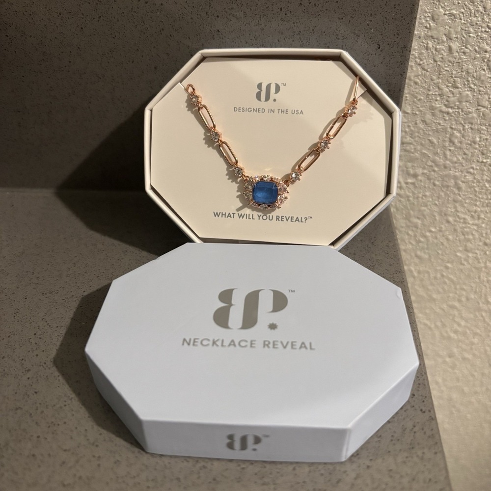 Bomb Party OG Necklace NK96130 Back On The Chain Ocean Blue‎ Rose Gold Plating